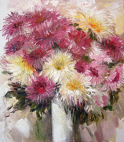 Ludmila Sadykova. Chrysanthemums. 2005. Canvas, oil