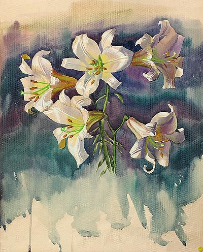 Maria Pustovalova. Lilies. 2005. Paper, watercolor