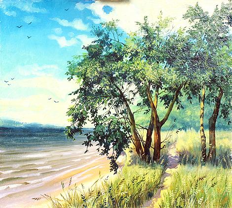 Maria Pustovalova. The Volga River Landscape. 2006. Paper, watercolor