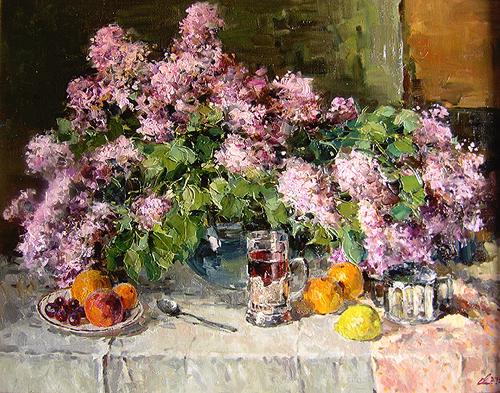 Evgeniy Malykh. Bouquet and Fruit. 2005. Canvas, oil