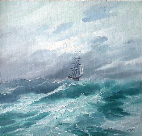 Heavy Sea seascape - oil painting