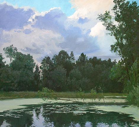 Before a Thunderstorm summer landscape - oil painting