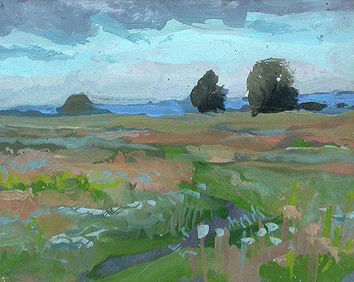 Glade summer landscape - oil painting