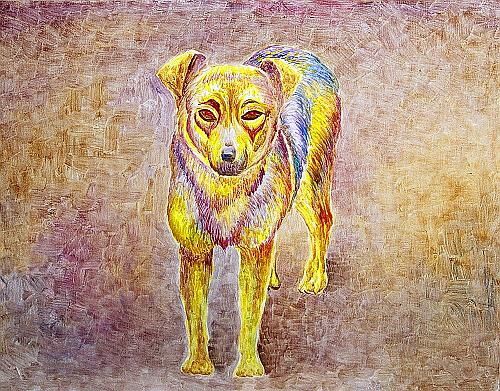 Dog animals - oil painting