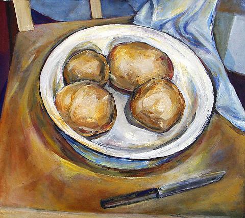Potatoes still life - tempera painting