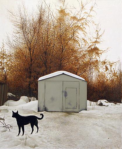 Garage animals - oil painting