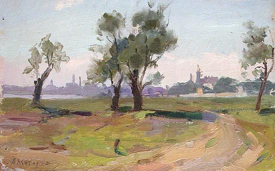 Landscape summer landscape - oil painting