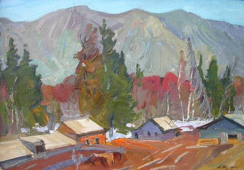 The Altai mountain landscape - oil painting