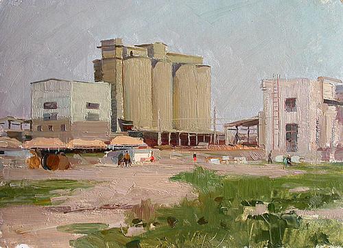 Study industrial landscape - oil painting