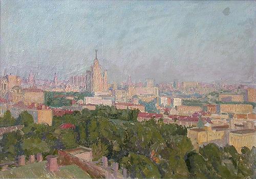Moscow Morning cityscape - oil painting