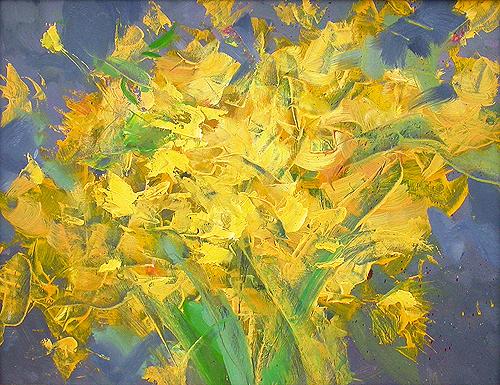 Dandelions flower - oil painting