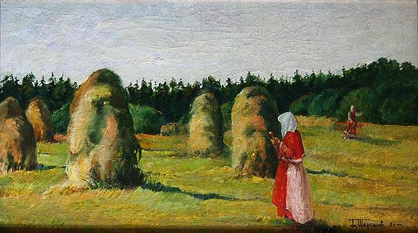  haymaking landscape peasants haystacks