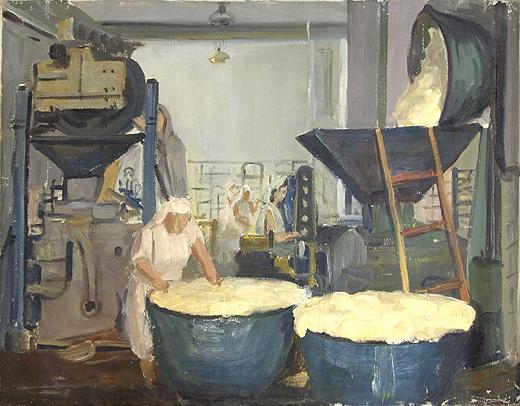 Bread Baking Plant industrial landscape - oil painting