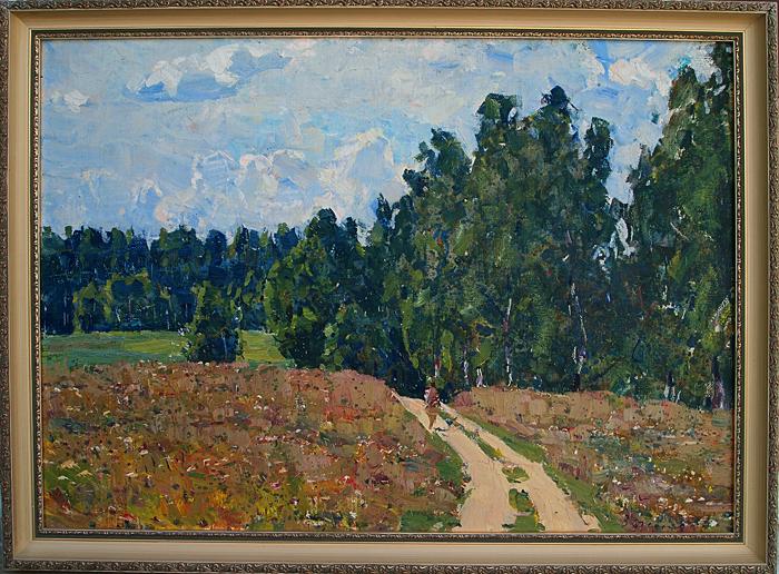 August rural landscape - oil painting