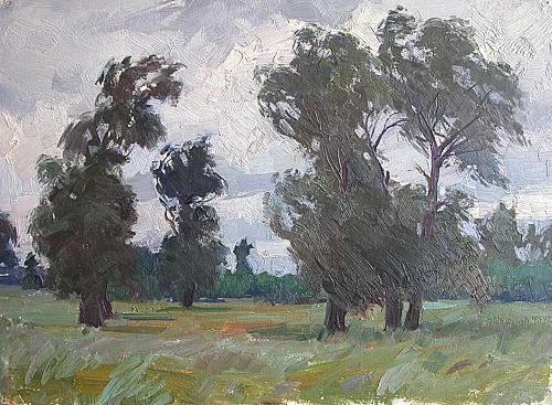 Wind summer landscape - oil painting