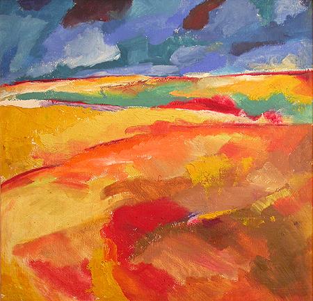 Steppe abstract landscape - oil painting