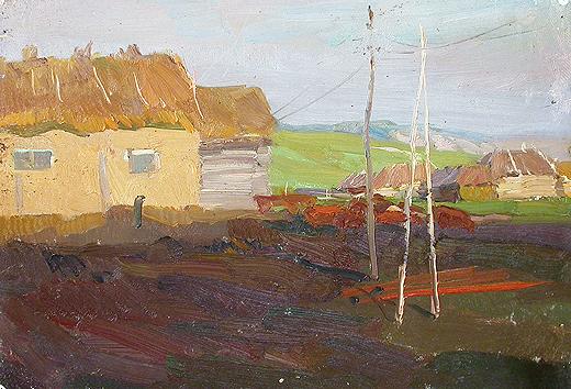 Sketch rural landscape - oil painting