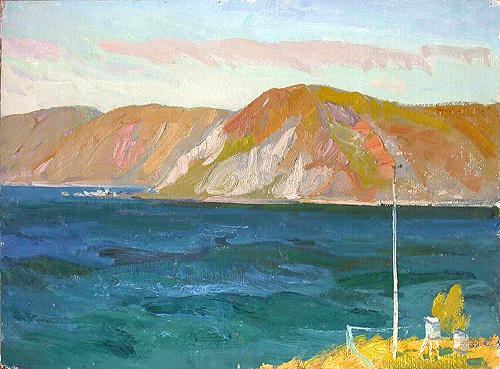 Lake Baikal Sketch seascape - oil painting